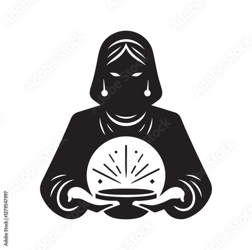 Fortune Teller pose silhouette vector illustration