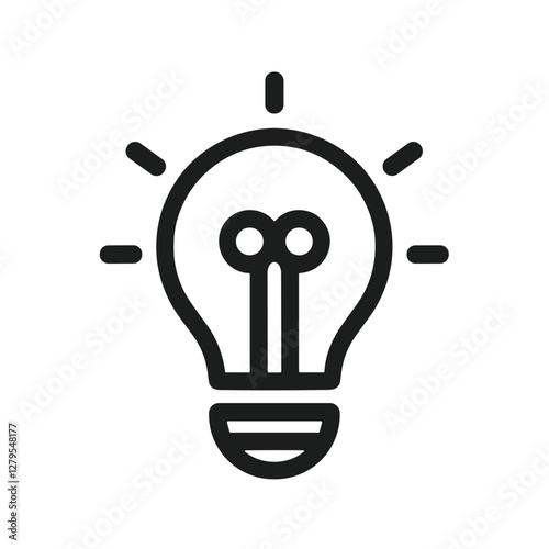 Light bulb with glowing filament on white background