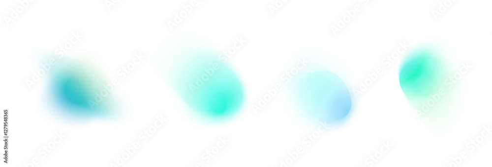 Y2K blue gradient shapes with blur colors. Abstract, fluid color. Flat vector illustration isolated on white.