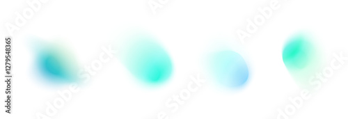 Y2K blue gradient shapes with blur colors. Abstract, fluid color. Flat vector illustration isolated on white.