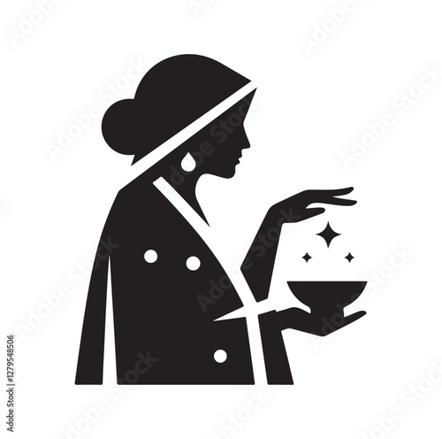 Fortune Teller pose silhouette vector illustration