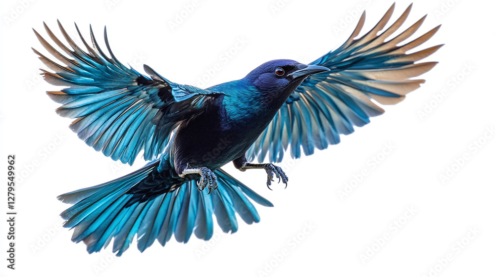 Obraz premium Flying starling isolated on a white background