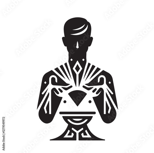Fortune Teller pose silhouette vector illustration