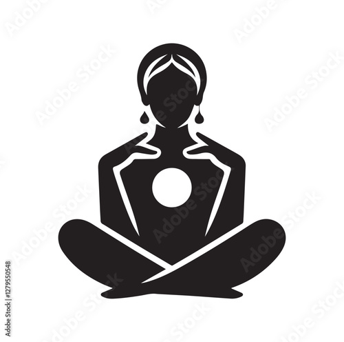 Fortune Teller pose silhouette vector illustration