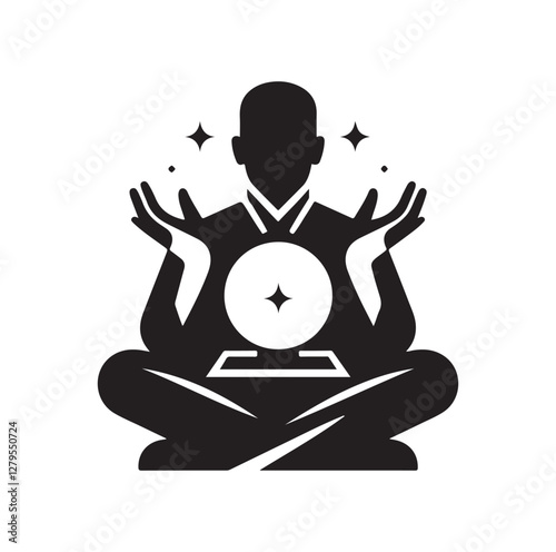 Fortune Teller pose silhouette vector illustration