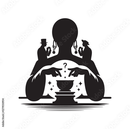 Fortune Teller pose silhouette vector illustration