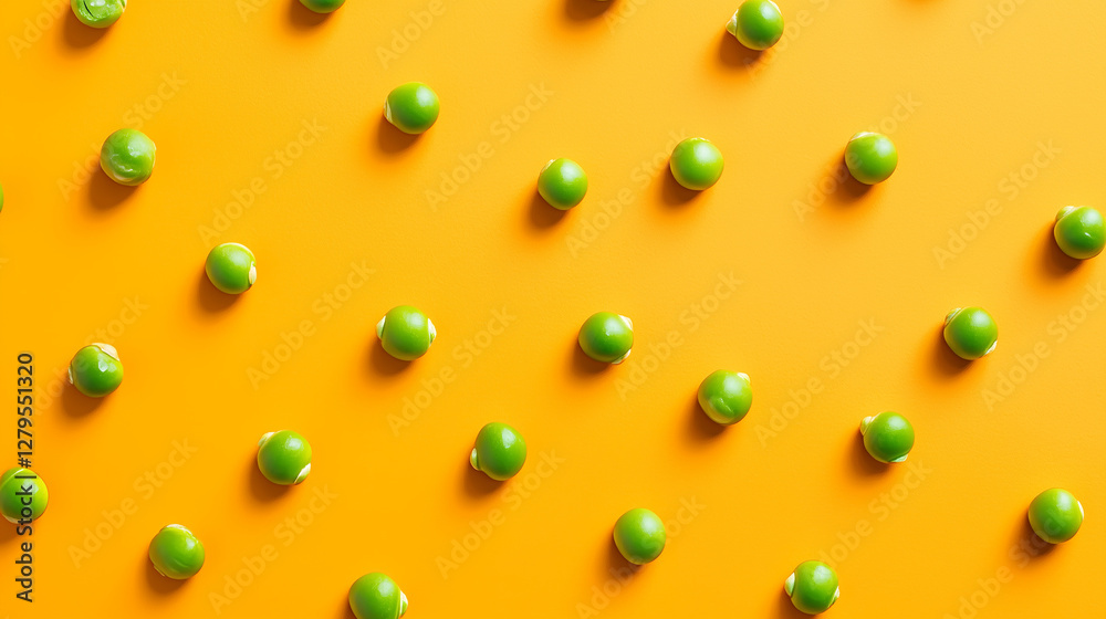 Pile of green peas on an orange background Pile of green peas on an orange background