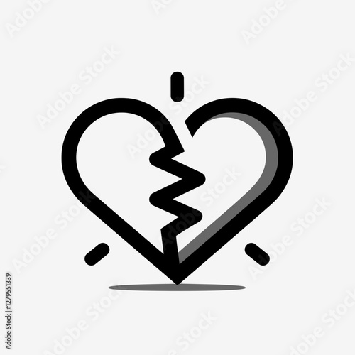 Broken heart illustration on light background