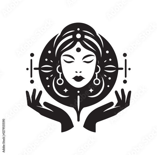 Fortune Teller pose silhouette vector illustration