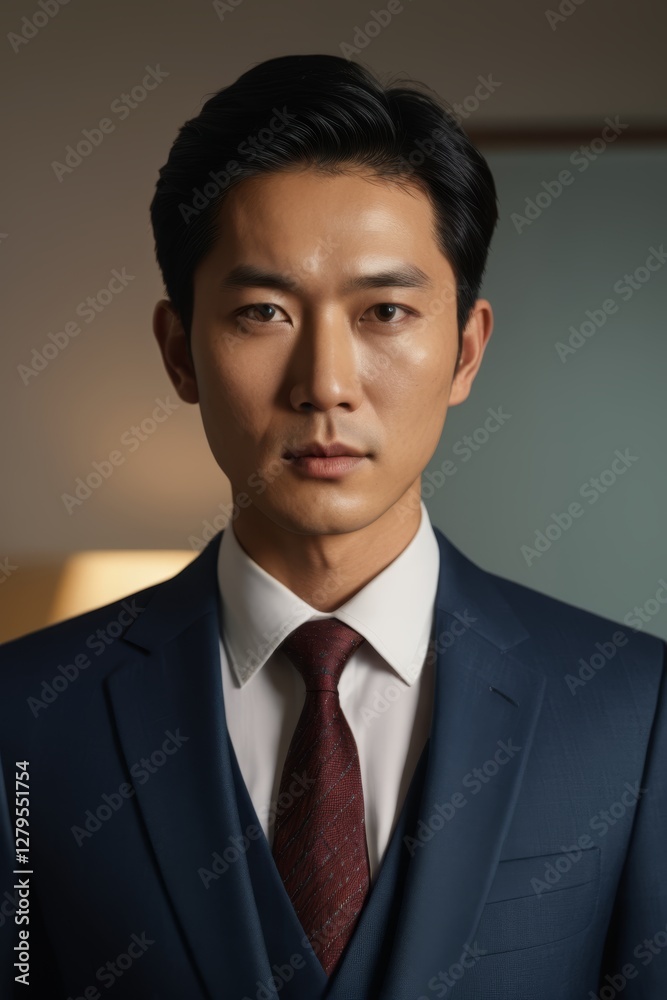arafed asian man in a suit and tie standing in a room arafed asian man in a suit and tie standing in a room