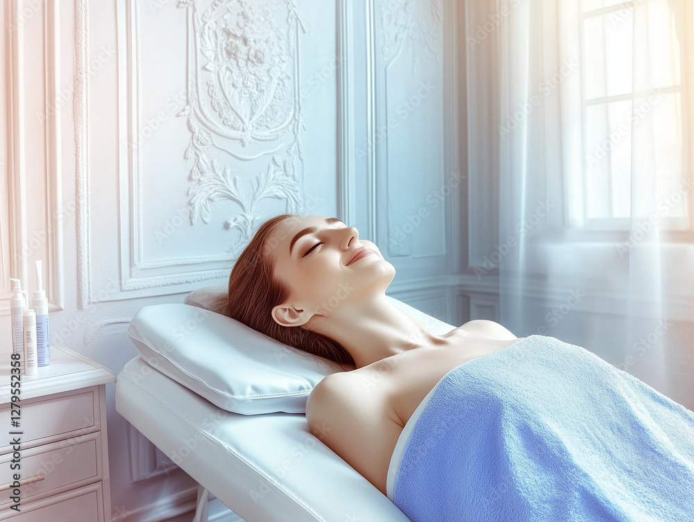 young woman relaxing in spa