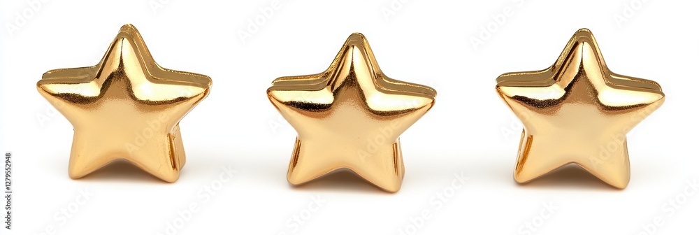 Shimmering Five Golden Stars on White Canvas - Premium Rating Symbol Illustration Shimmering Five Golden Stars on White Canvas - Premium Rating Symbol Illustration