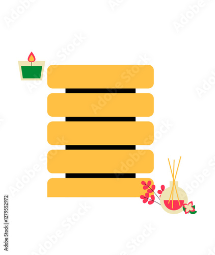  Sauna Recliner With Aroma Candle And Incense Sticks In Flat Vector Illustration Symbolizing Relaxation, Spa Therapy, And Wellness, Isolated On White Background.
