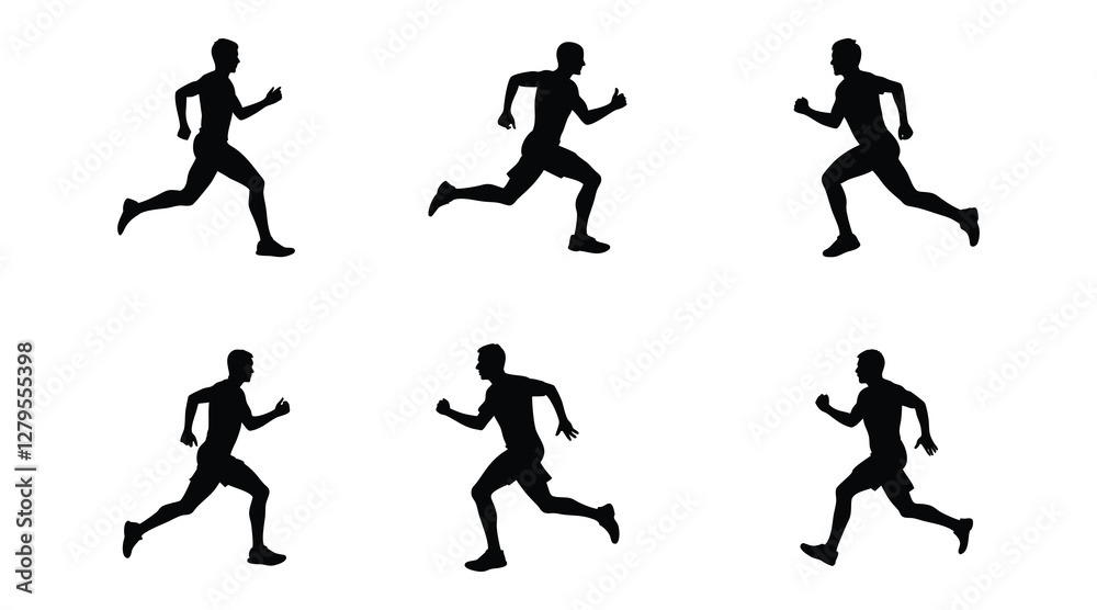 Running men side view vector silhouett illustration Running men side view vector silhouett illustration