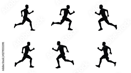 Wallpaper Mural Running men side view vector silhouett illustration Torontodigital.ca