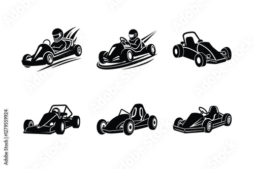 Gokart sport automotive silhouette vector