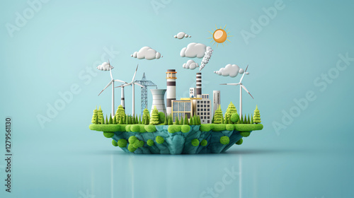 A visually engaging infographic depicting the transition towards sustainable energy supply chains, powered by renewable sources. 