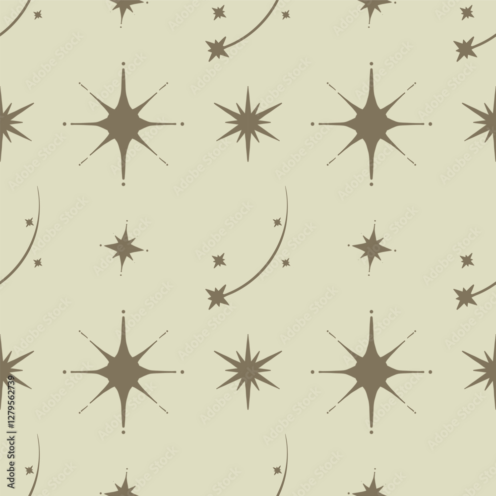 seamless pattern of gold sparkle stars in retro style. Celebration stars texture for textile, wrapping paper