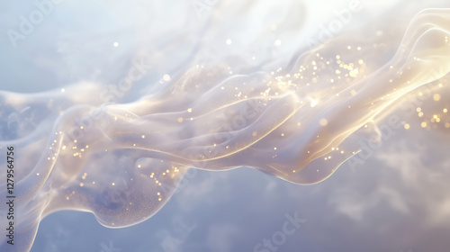 Luminous Beige Waves with Golden Dust - Made with Generative AI