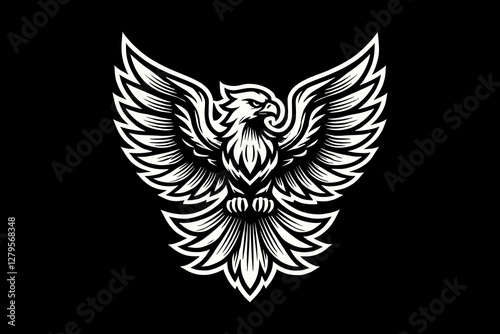 eagle mascot Black and White graphic design Illustration