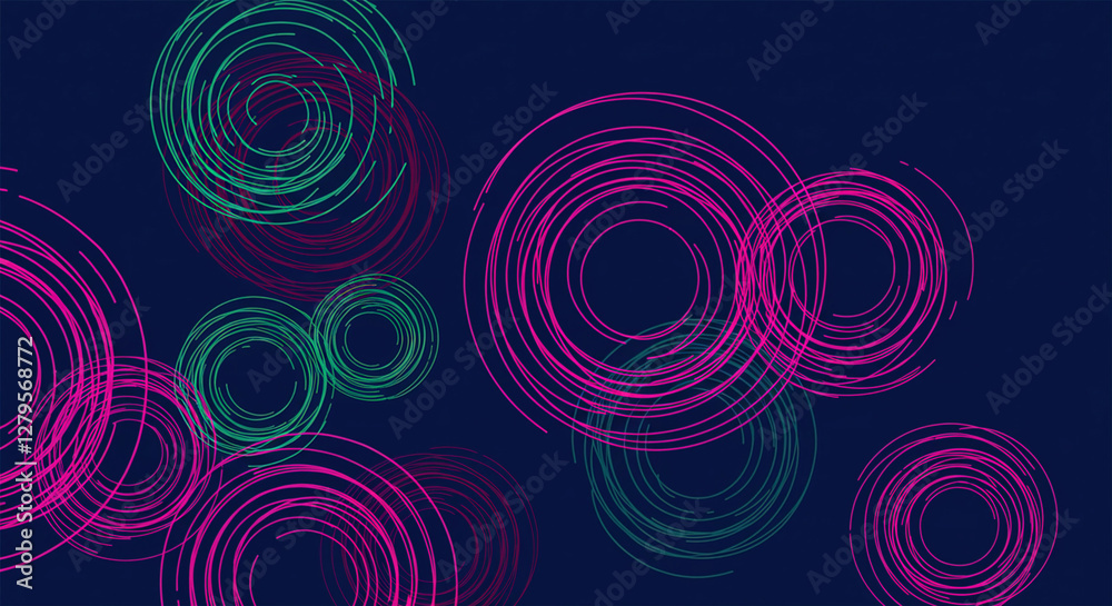 Abstract colorful circular lines on dark blue background Abstract colorful circular lines on dark blue background