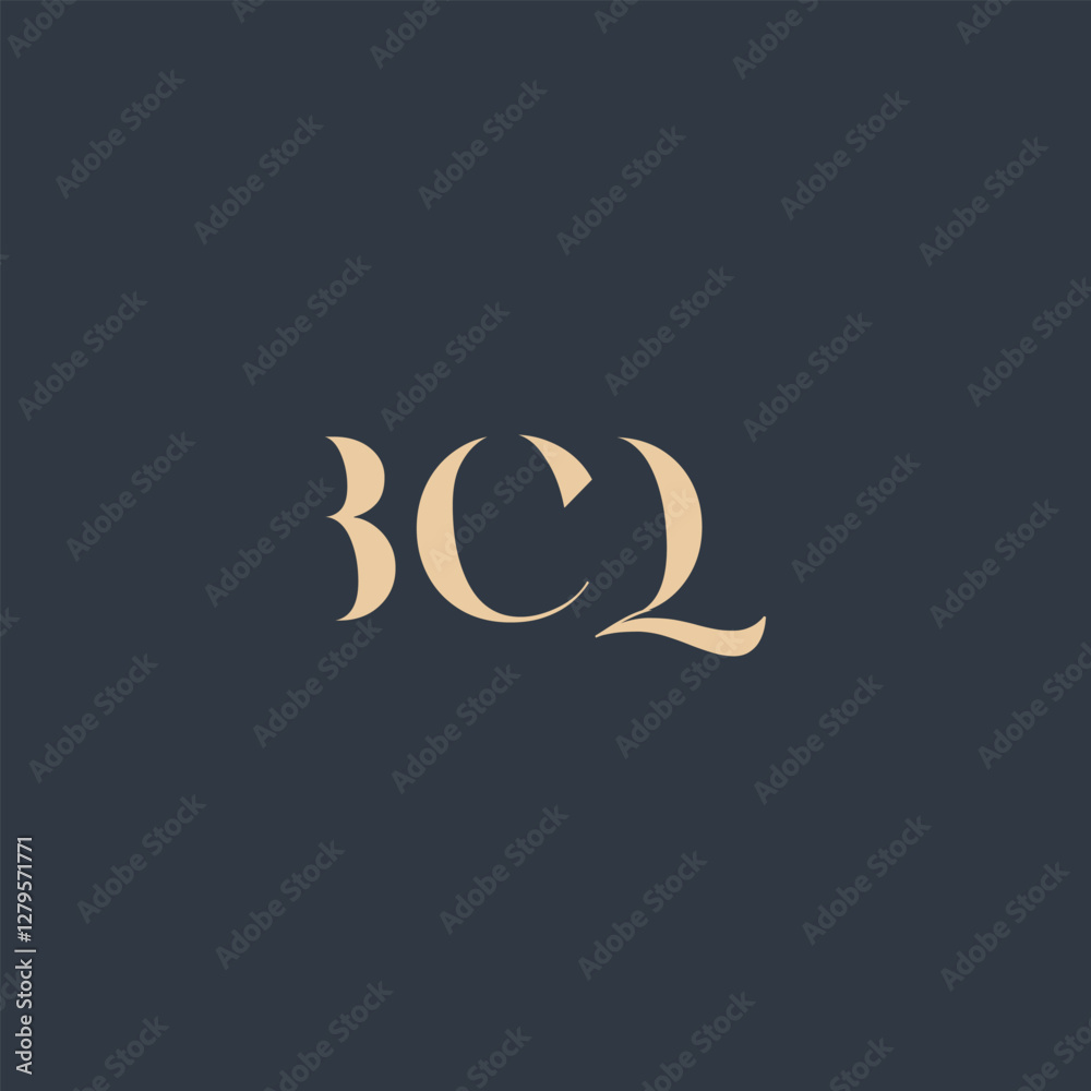 Obraz premium BCQ abstract letter logo design. This logo is designed by three abstract letters.