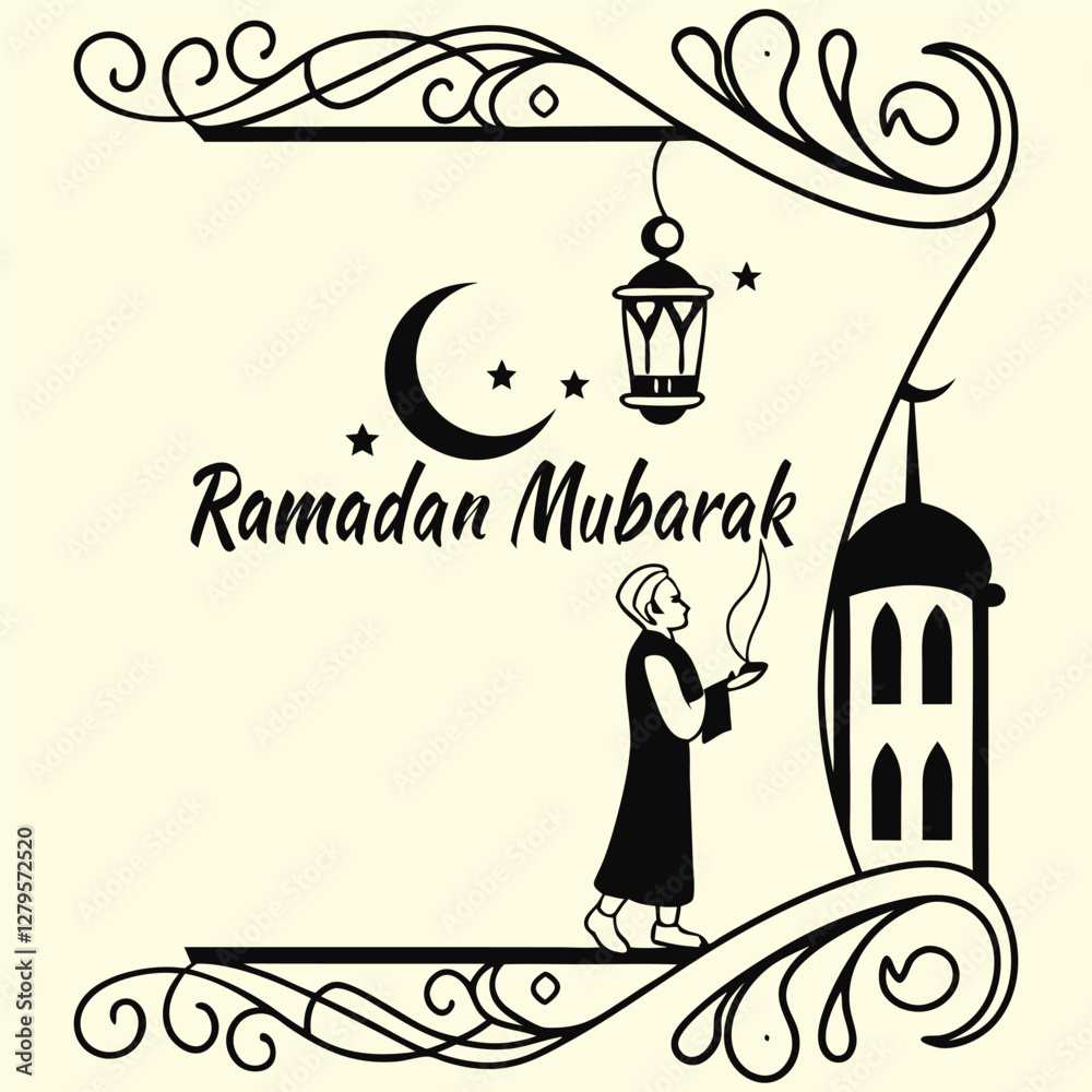 Minimal Ramadan Mubarak Banner vector-style banner Minimal Ramadan Mubarak Banner vector-style banner