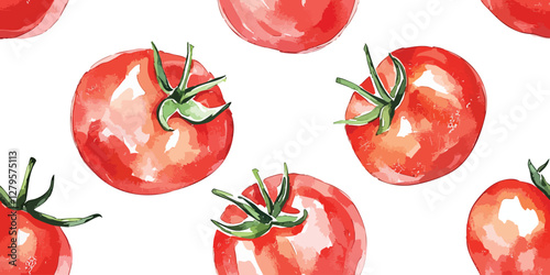 Hand Drawn Italian Food Tomatoes Tomato Seamless Pattern Vector Illustration on white background