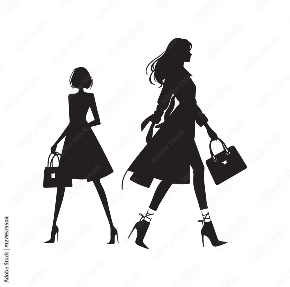 women with hand bag silhouette vector illustration women with hand bag silhouette vector illustration