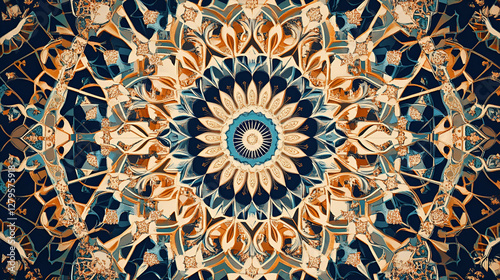 Geometric Circular Ornamental Pattern for Islamic Festive Design
