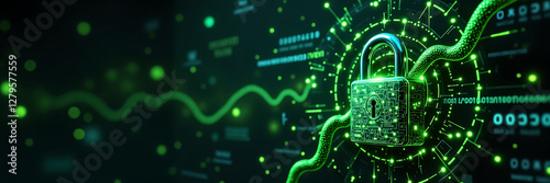 Digital padlock, data encryption, cybersecurity concept