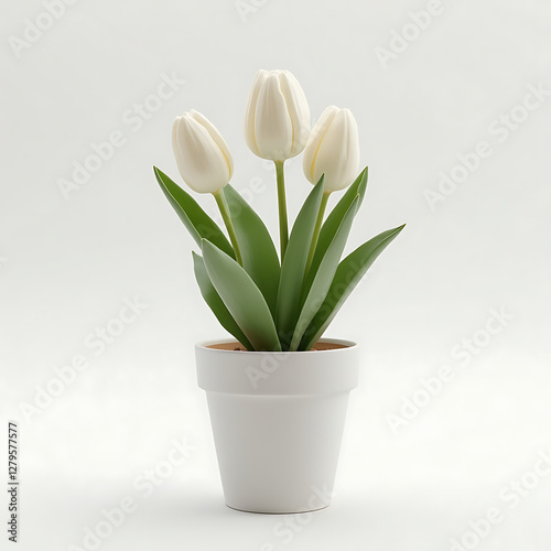 Wallpaper Mural white tulips in a pot Torontodigital.ca