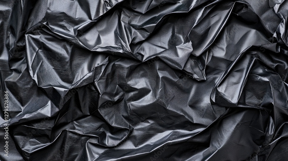 Crumpled Black Plastic Texture Background Crumpled Black Plastic Texture Background