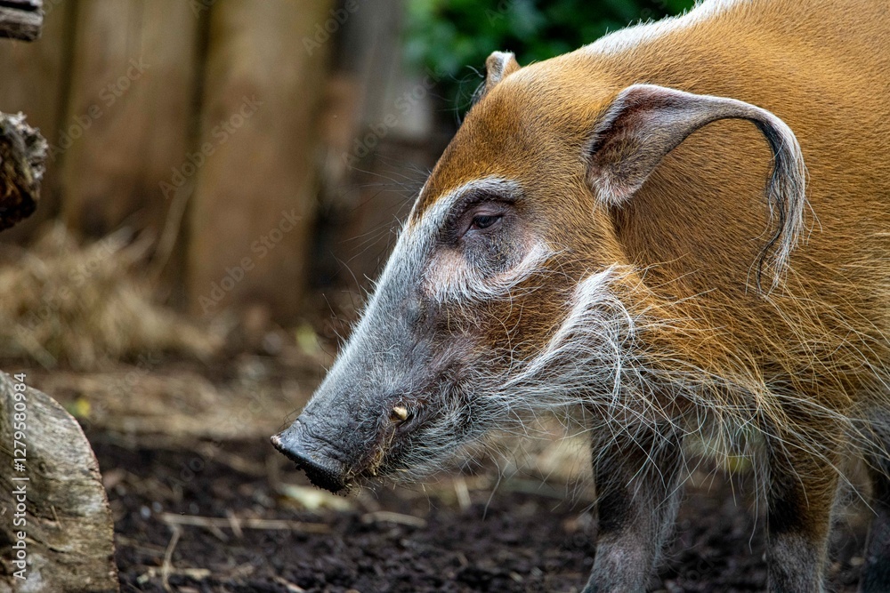 The Red River Hog (Potamochoerus porcus) or Bushpig. The Red River Hog (Potamochoerus porcus) or Bushpig.