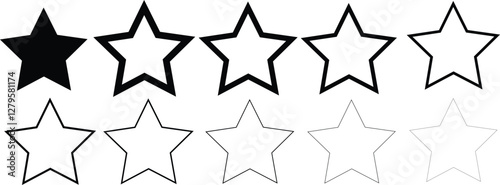 Five Star Shape Icons for Digital and Print Use On White Background