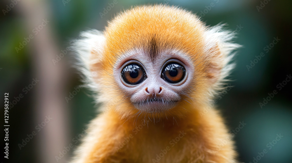 Realistic closeup photography of a cute monkey like animal with big eyes Realistic closeup photography of a cute monkey like animal with big eyes