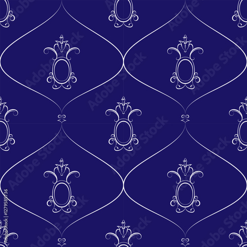 seamless botanical pattern of painted oriental motifs 