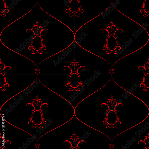 seamless botanical pattern of painted oriental motifs 