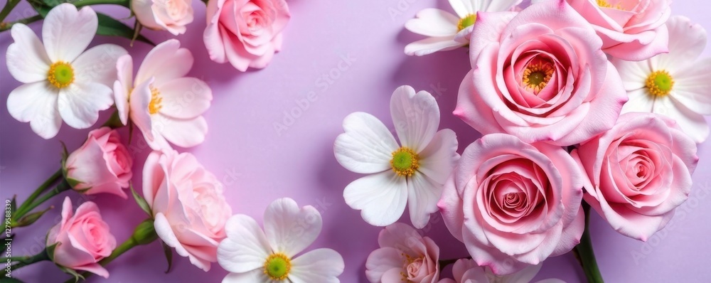 custom made wallpaper toronto digitalSoft pink roses and white carnations on lilac, flowers, roses