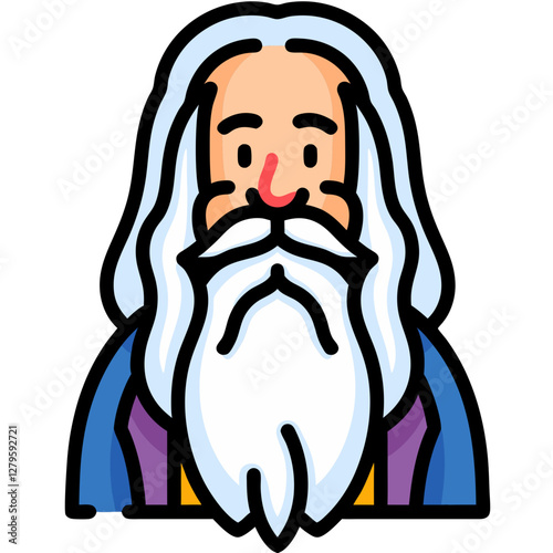Old man with a white beard and mustache vector  illustration