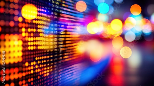 Wallpaper Mural Abstract digital data stream with vibrant bokeh lights, representing innovation, technology, and futuristic concepts. Torontodigital.ca