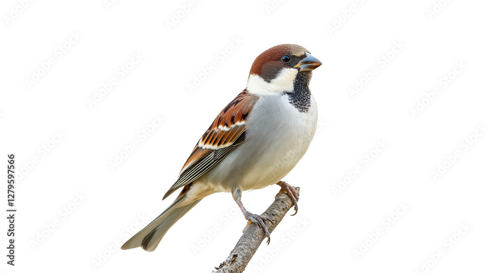Fototapeta premium Sparrow perched on a branch in natural light