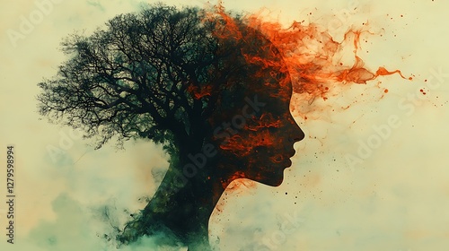 Beautiful abstract woman tree composition high resolution hd image