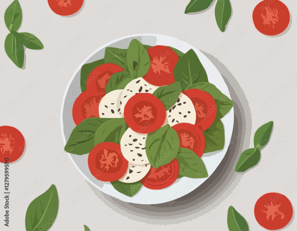 Vue traditionnelle de tête de salade de Caprese 
