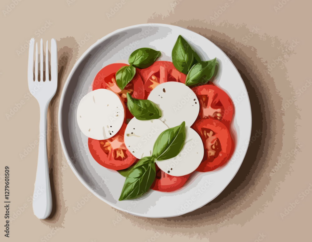 Vue traditionnelle de tête de salade de Caprese 