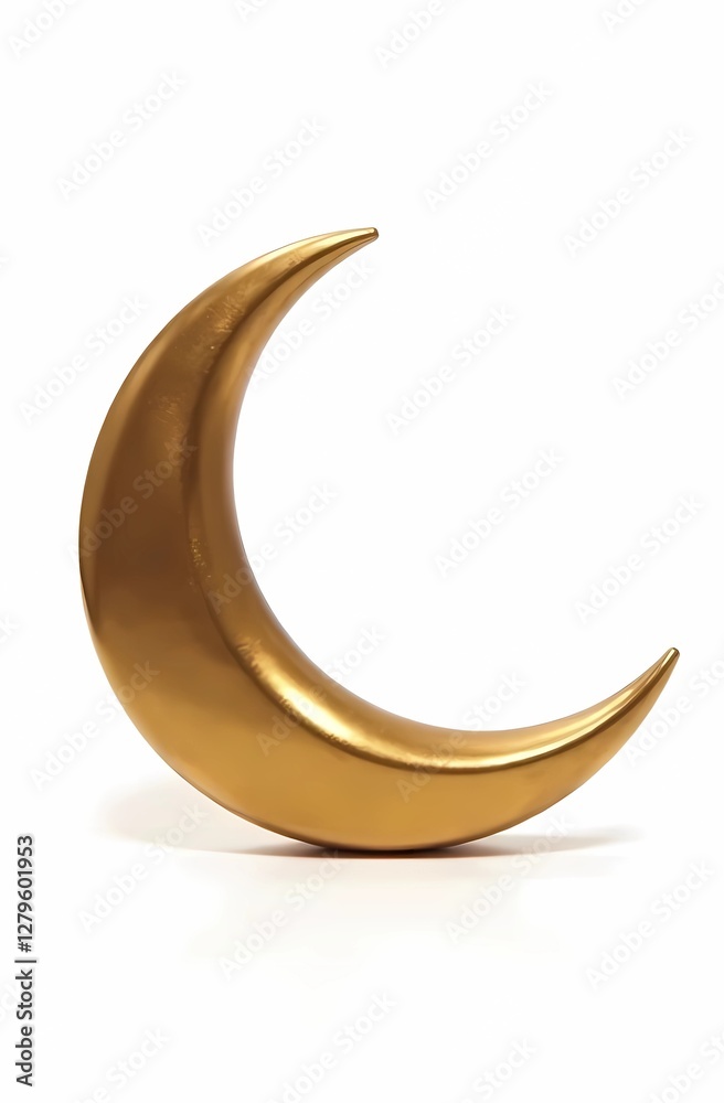 Decorative Muslim crescent of Ramadan and Eid on white Decorative Muslim crescent of Ramadan and Eid on white