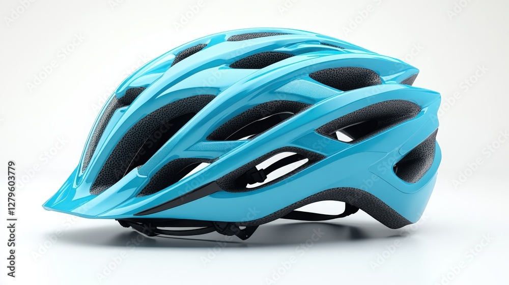 Fototapeta premium Vibrant blue bicycle helmet mockup with ample empty space for design elements