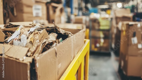 Recycling center cardboard boxes photo