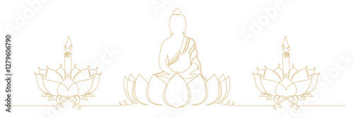 Vesak day continuous line illustration vector 5