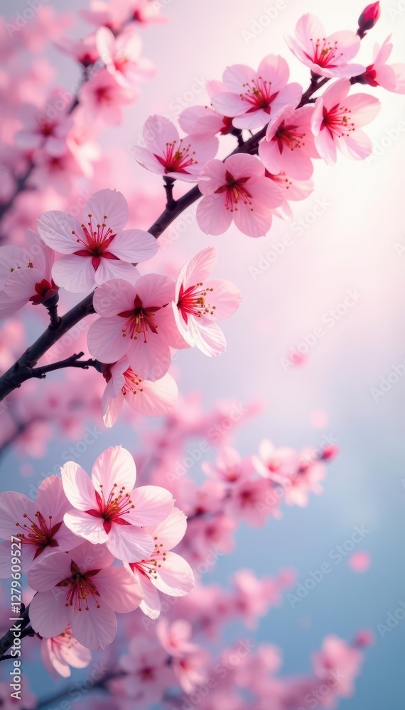 Abstract background with cherry blossoms in a gradient of soft pastel colors, serene landscape, Abstract background with cherry blossoms in a gradient of soft pastel colors, serene landscape,